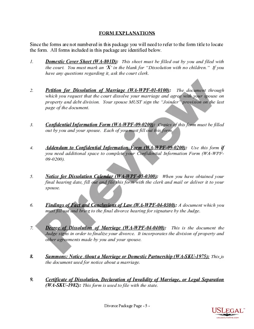 Preview No-Fault Uncontested Agreed Divorce Package for Dissolution of Marriage with Adult Children and with or without Property and Debts