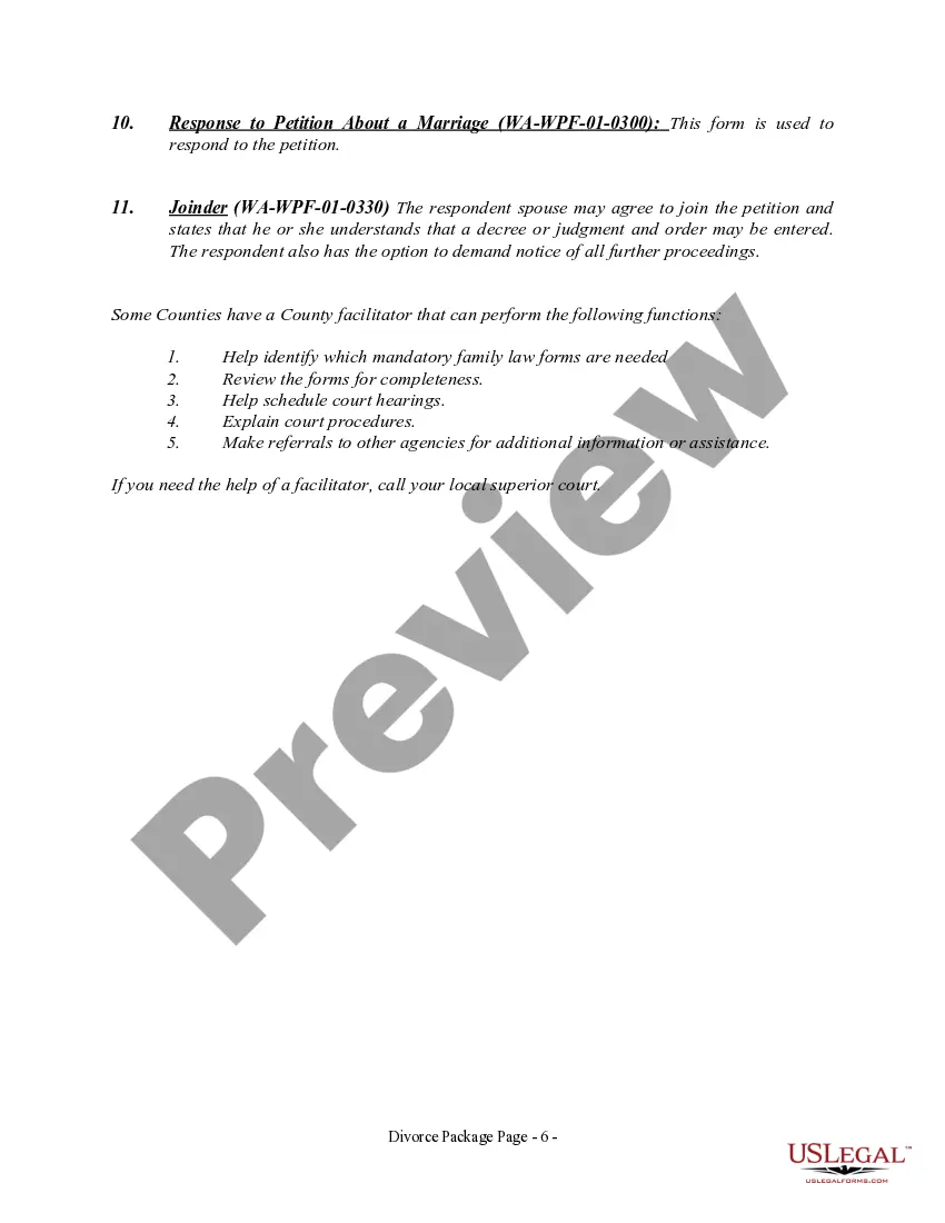 Preview No-Fault Uncontested Agreed Divorce Package for Dissolution of Marriage with Adult Children and with or without Property and Debts