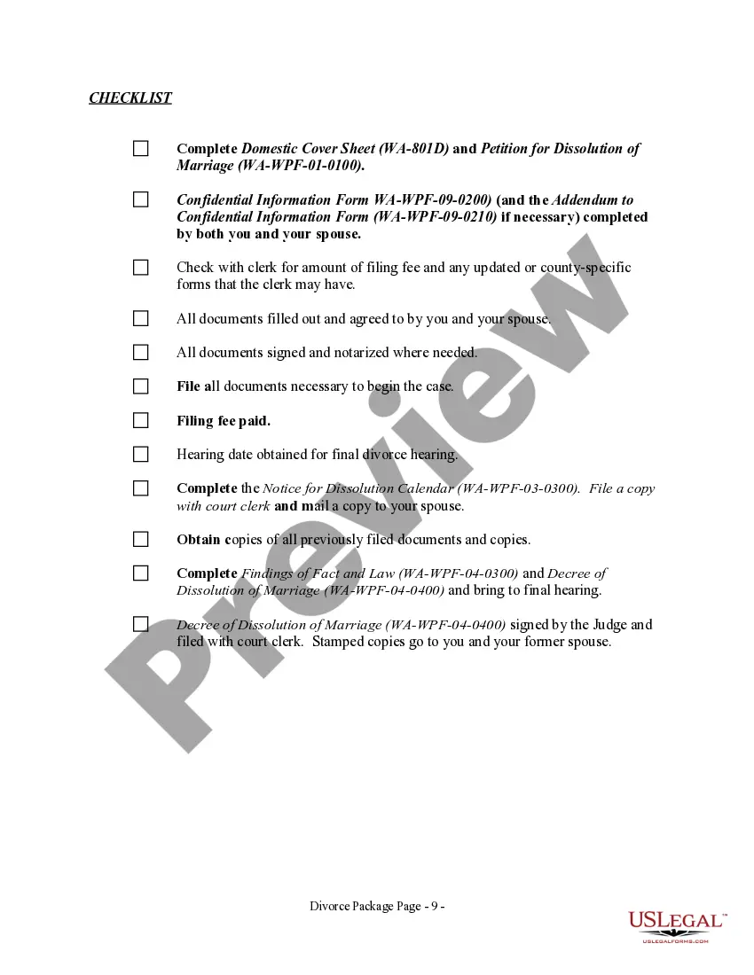 Preview No-Fault Uncontested Agreed Divorce Package for Dissolution of Marriage with Adult Children and with or without Property and Debts