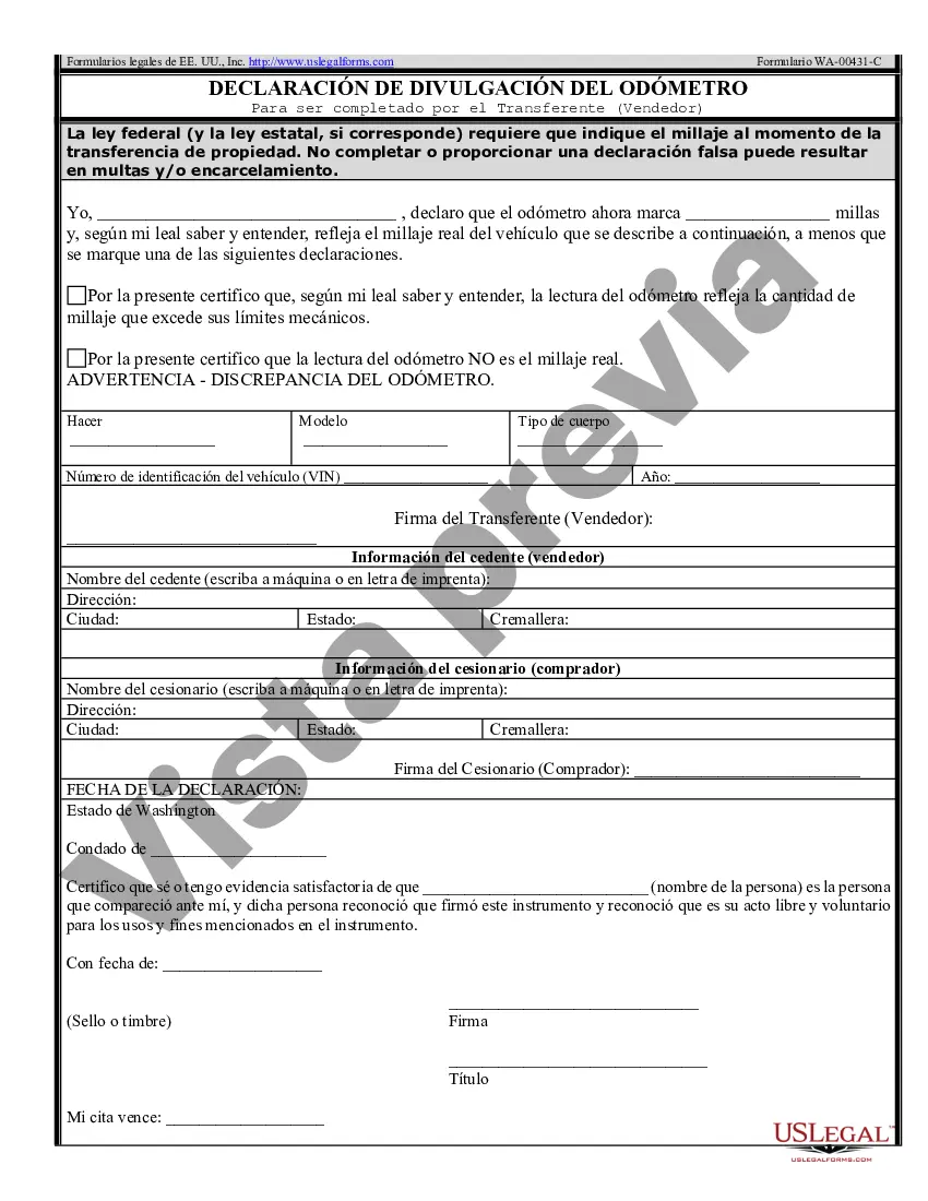 Preview Factura de venta de automóvil o vehículo, incluida la declaración del cuentakilómetros y el pagaré