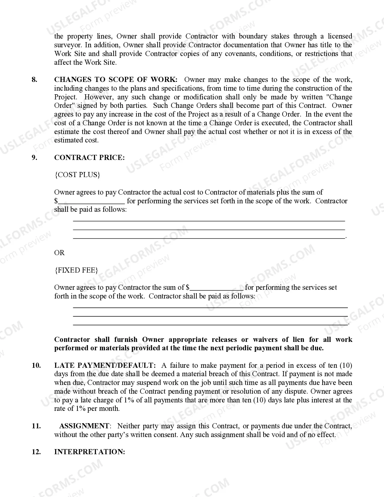 Preview Demolition Contract for Contractor