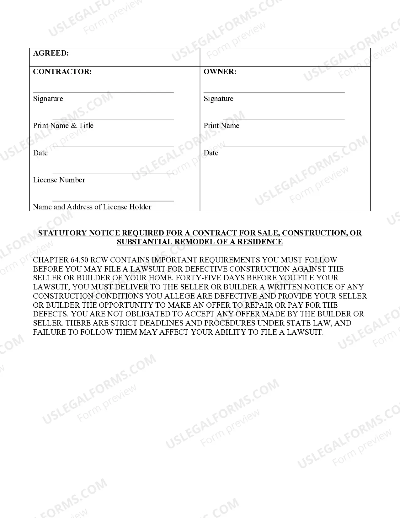 Preview Demolition Contract for Contractor