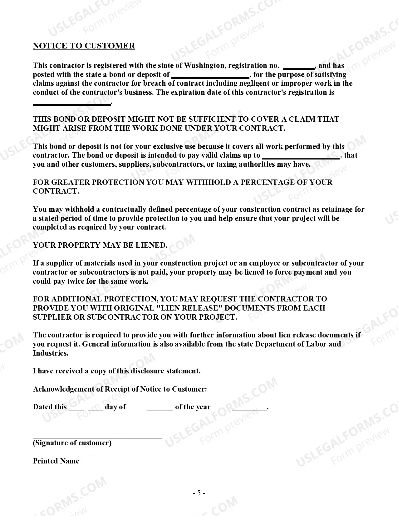 Preview Demolition Contract for Contractor