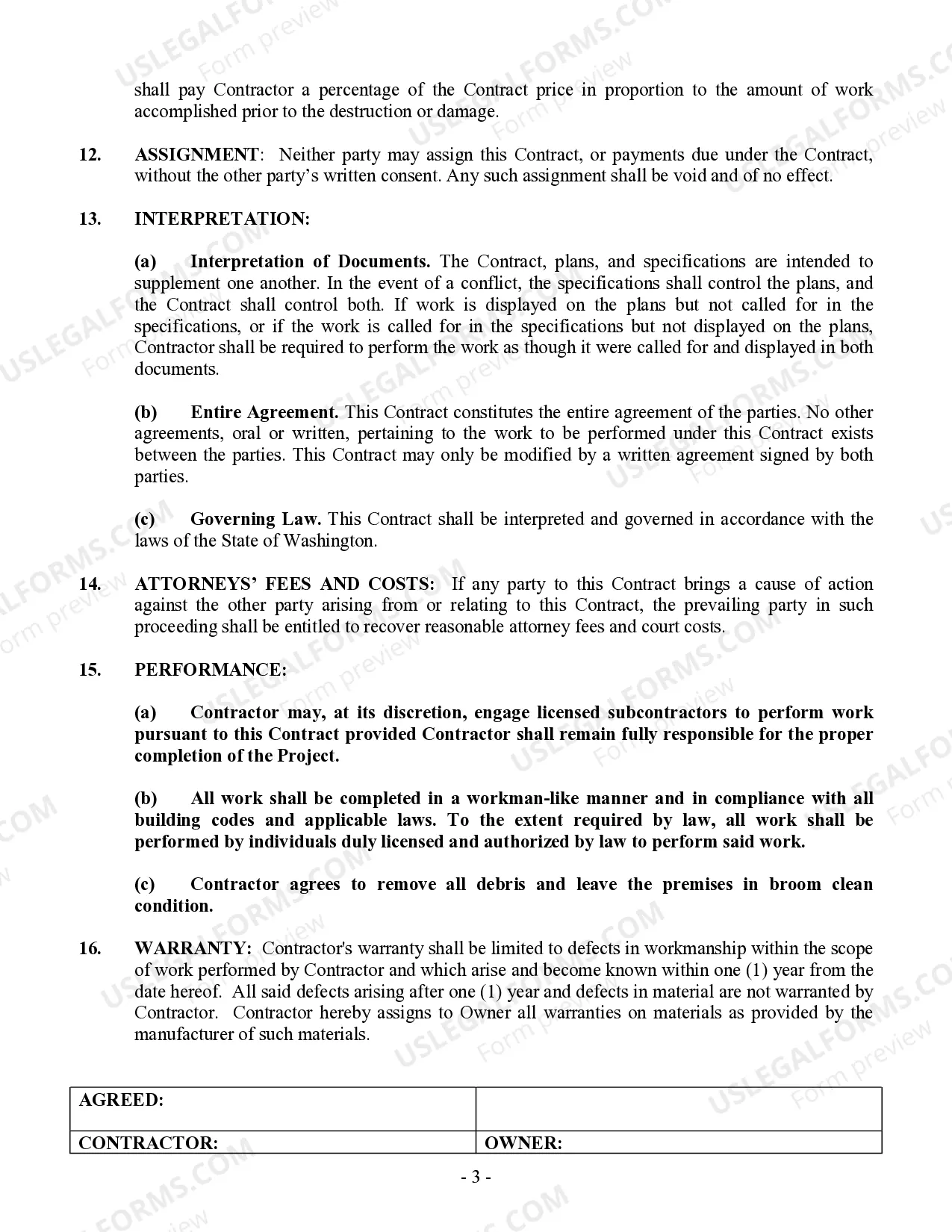 Preview Drainage Contract for Contractor