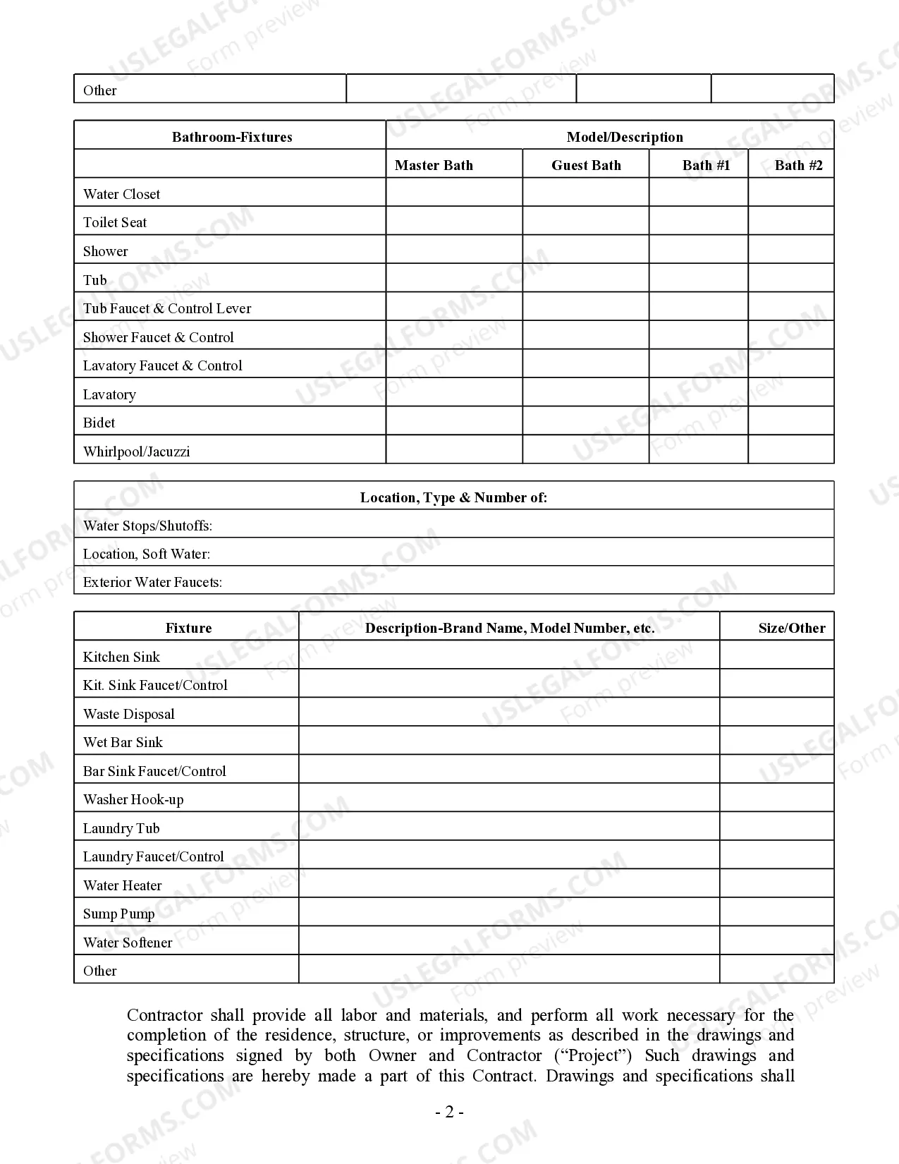 Preview Plumbing Contract for Contractor