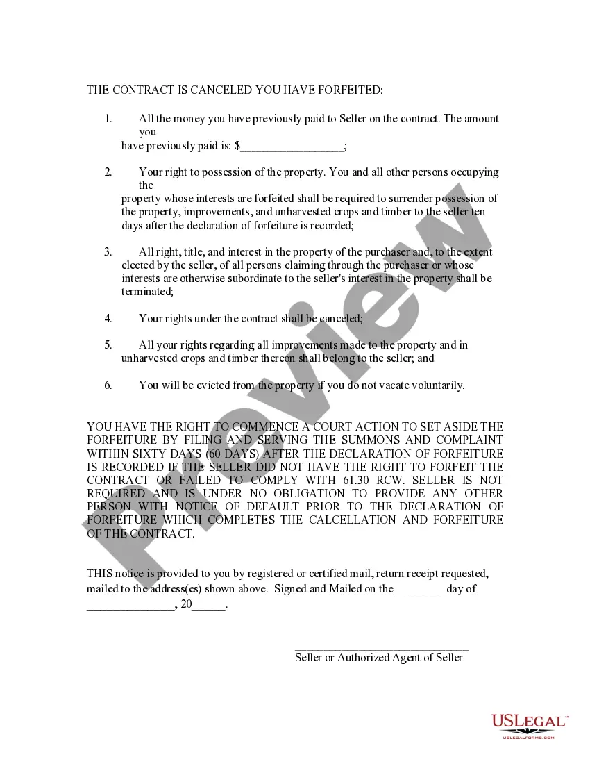 Preview General Notice of Default for Contract for Deed