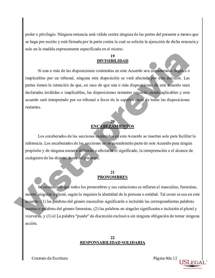 Preview Acuerdo o Contrato de Escritura de Venta y Compra de Bienes Raíces a/k/a Terreno o Contrato de Ejecución