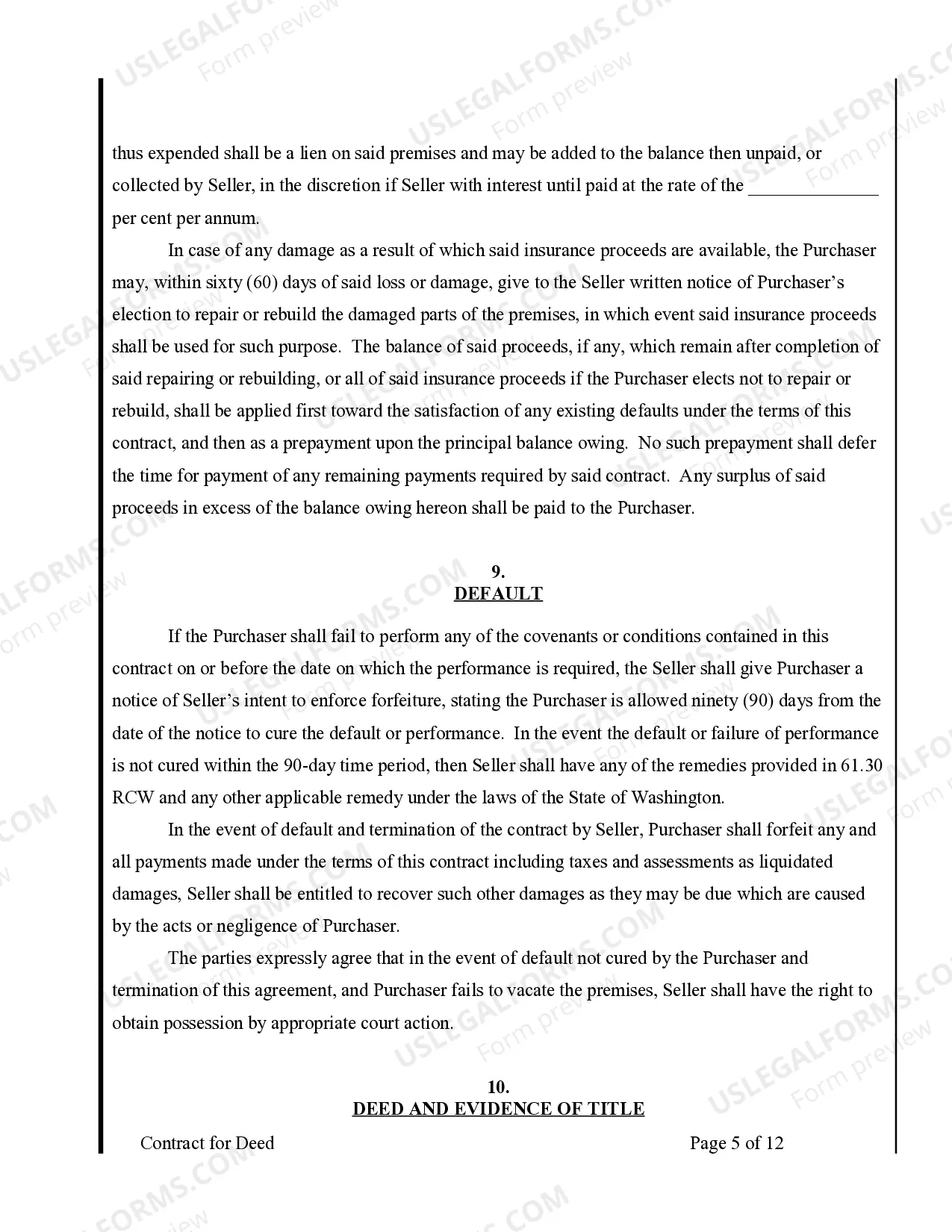 Preview Agreement or Contract for Deed for Sale and Purchase of Real Estate a/k/a Land or Executory Contract