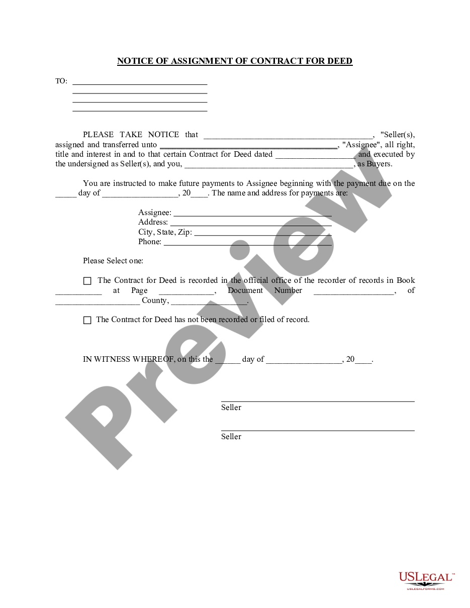 form Notice of Assignment of Contract for Deed preview