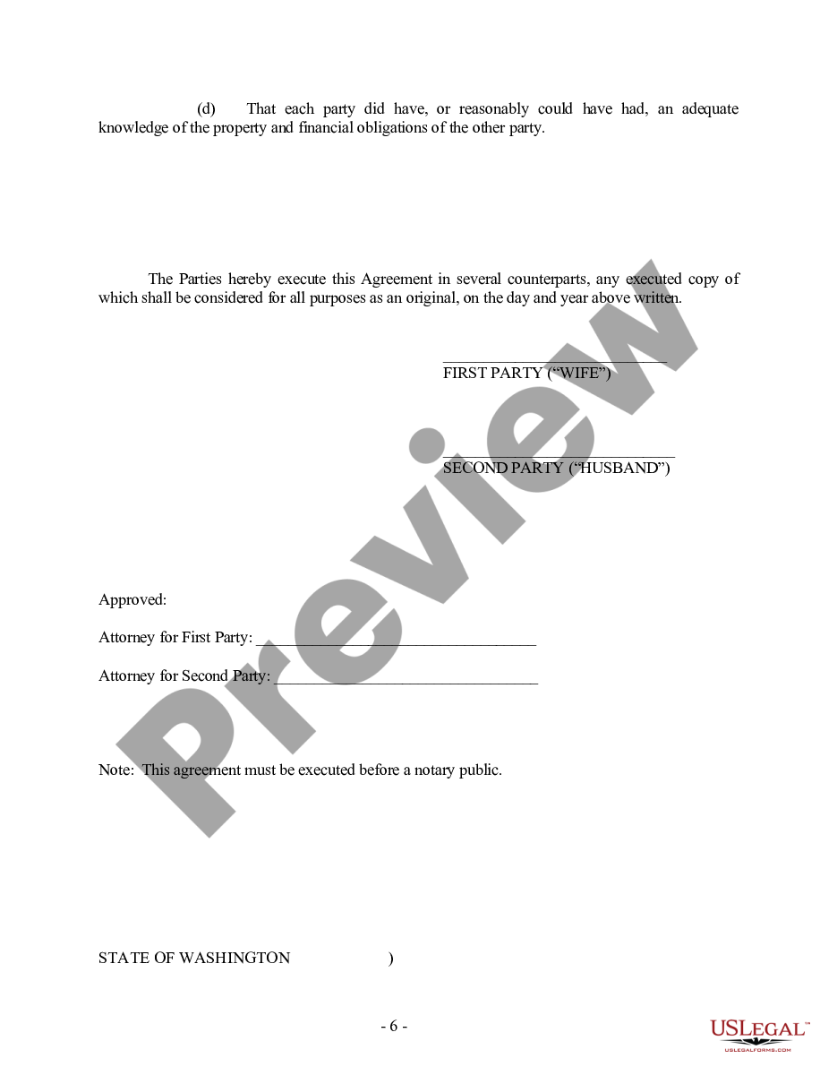 page 5 Washington Prenuptial Premarital Agreement with Financial Statements preview
