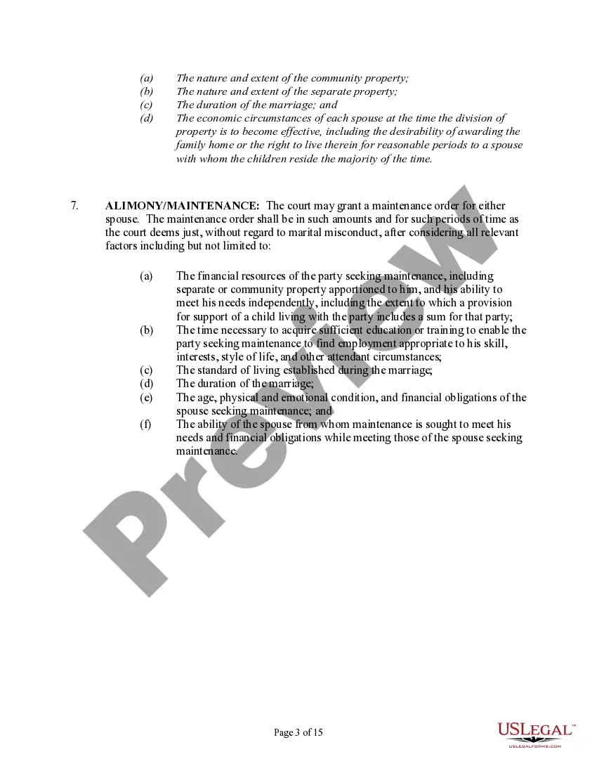 Preview Washington No-Fault Agreed Uncontested Divorce Package for Dissolution of Marriage for people with Minor Children