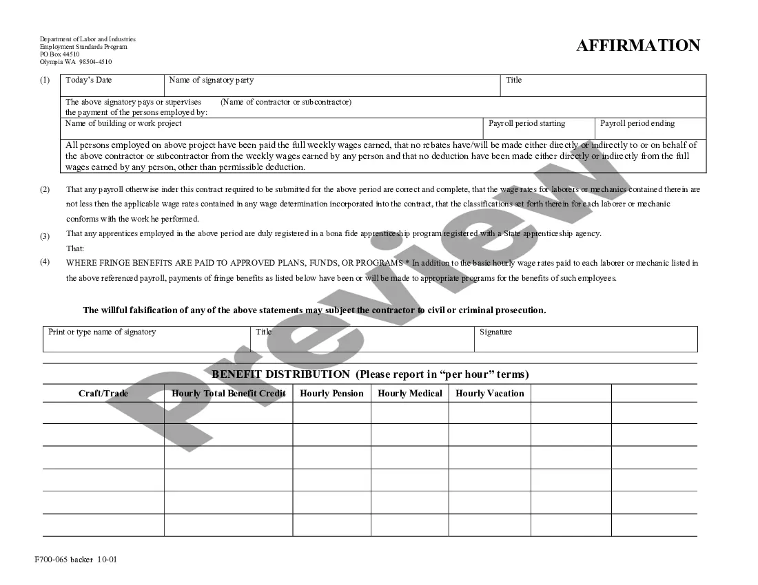 Preview Washington Weekly Payroll Record