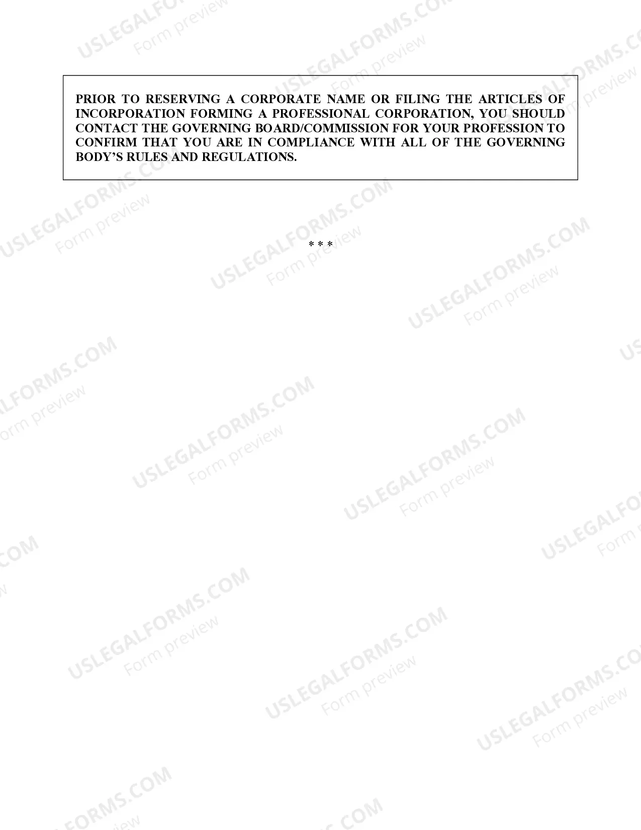 Preview Professional Corporation Package for Washington
