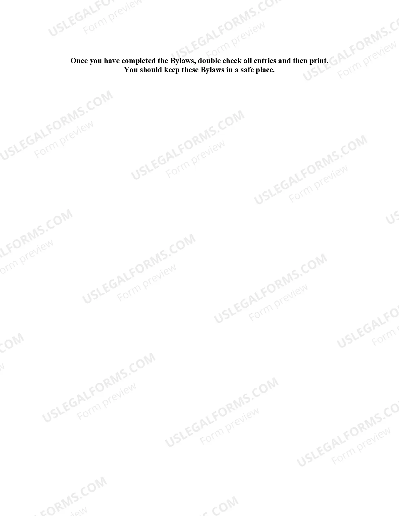 Preview Washington Bylaws for Corporation