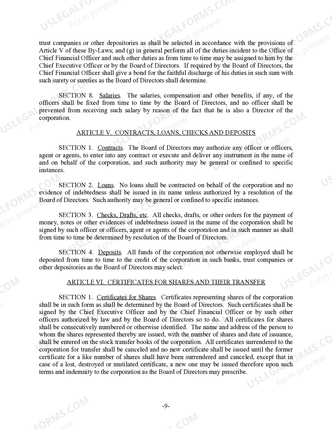 Preview Washington Bylaws for Corporation