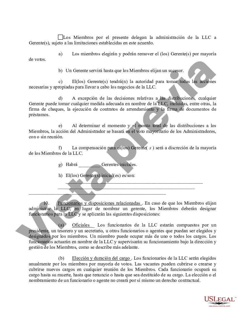 Preview Acuerdo Operativo de Sociedad de Responsabilidad Limitada LLC