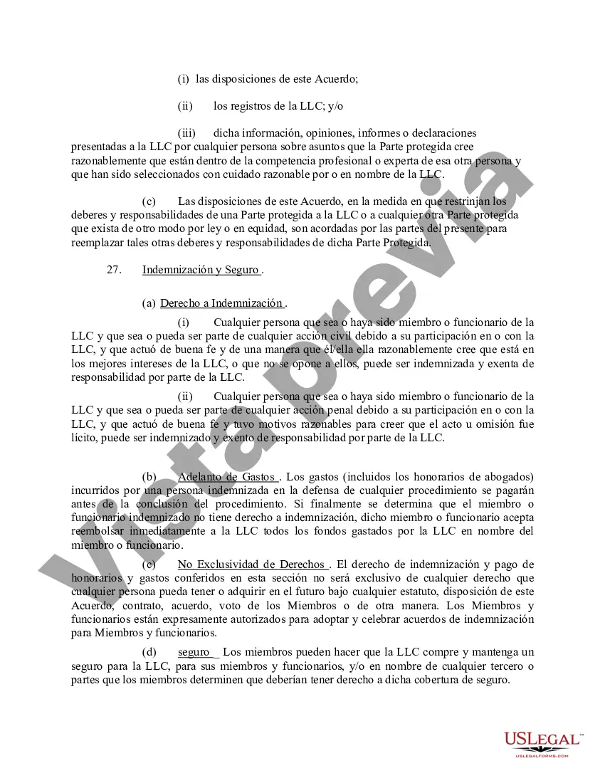 Preview Acuerdo Operativo de Sociedad de Responsabilidad Limitada LLC