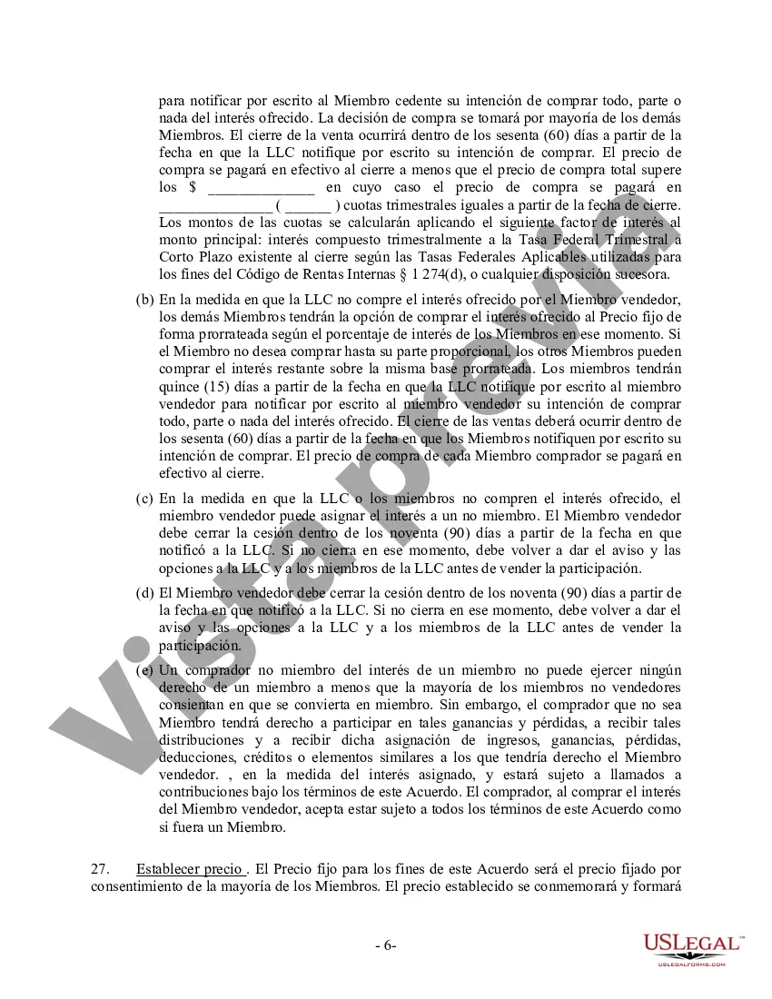 Preview Acuerdo Operativo LLC de Sociedad de Responsabilidad Limitada de Miembro Único