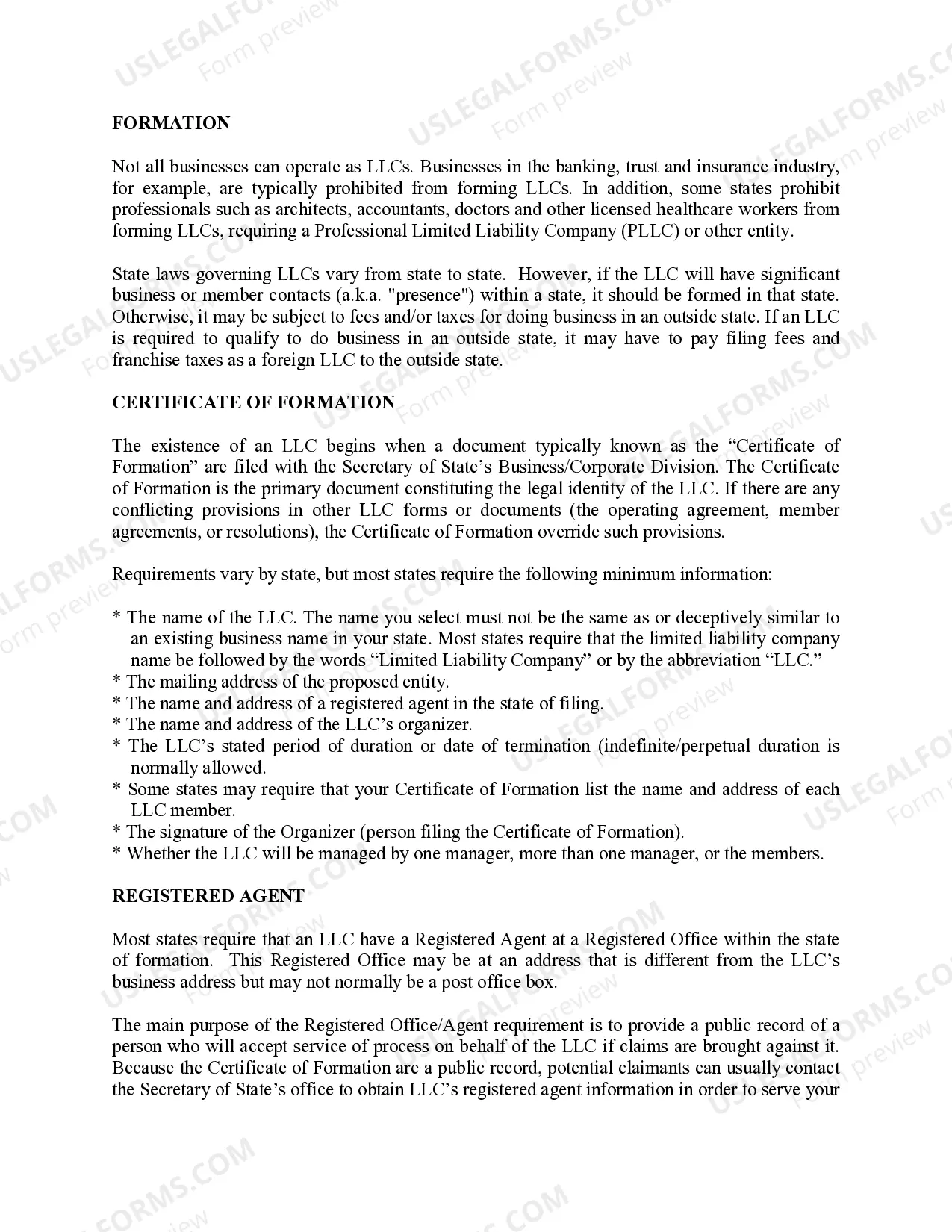 Preview Washington Limited Liability Company LLC Formation Package