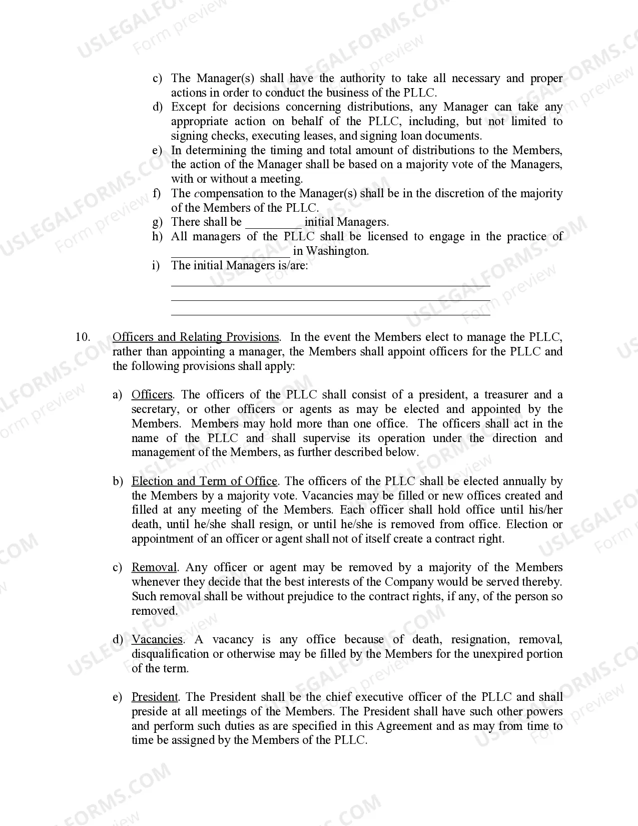 Preview Washington Professional Limited Liability Company PLLC Formation Package