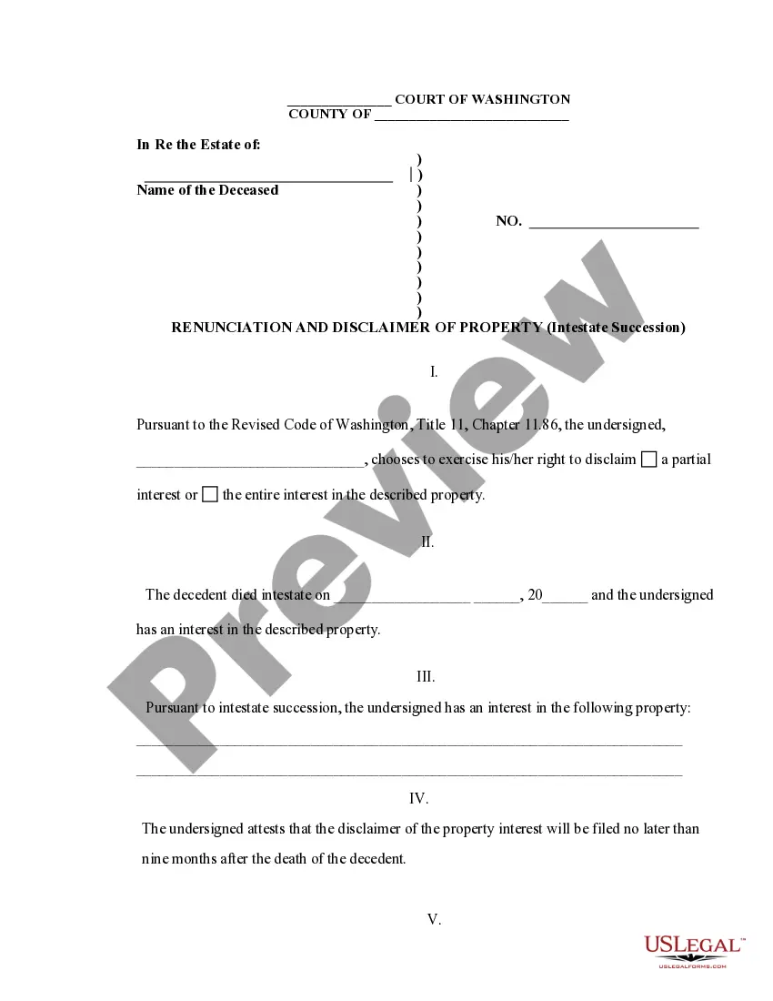 Preview Renunciation And Disclaimer of Property received by Intestate Succession