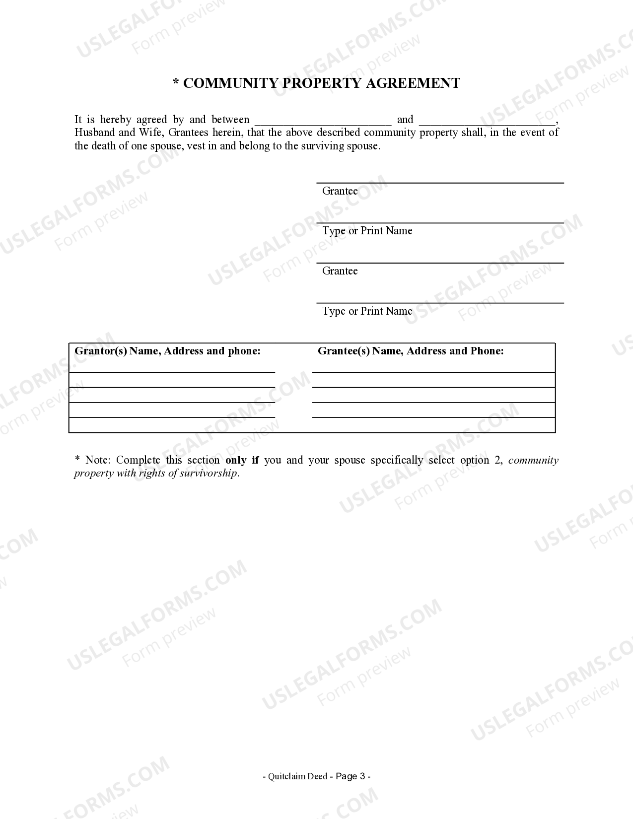 Washington Quitclaim Deed from Individual to Husband and Wife | US ...