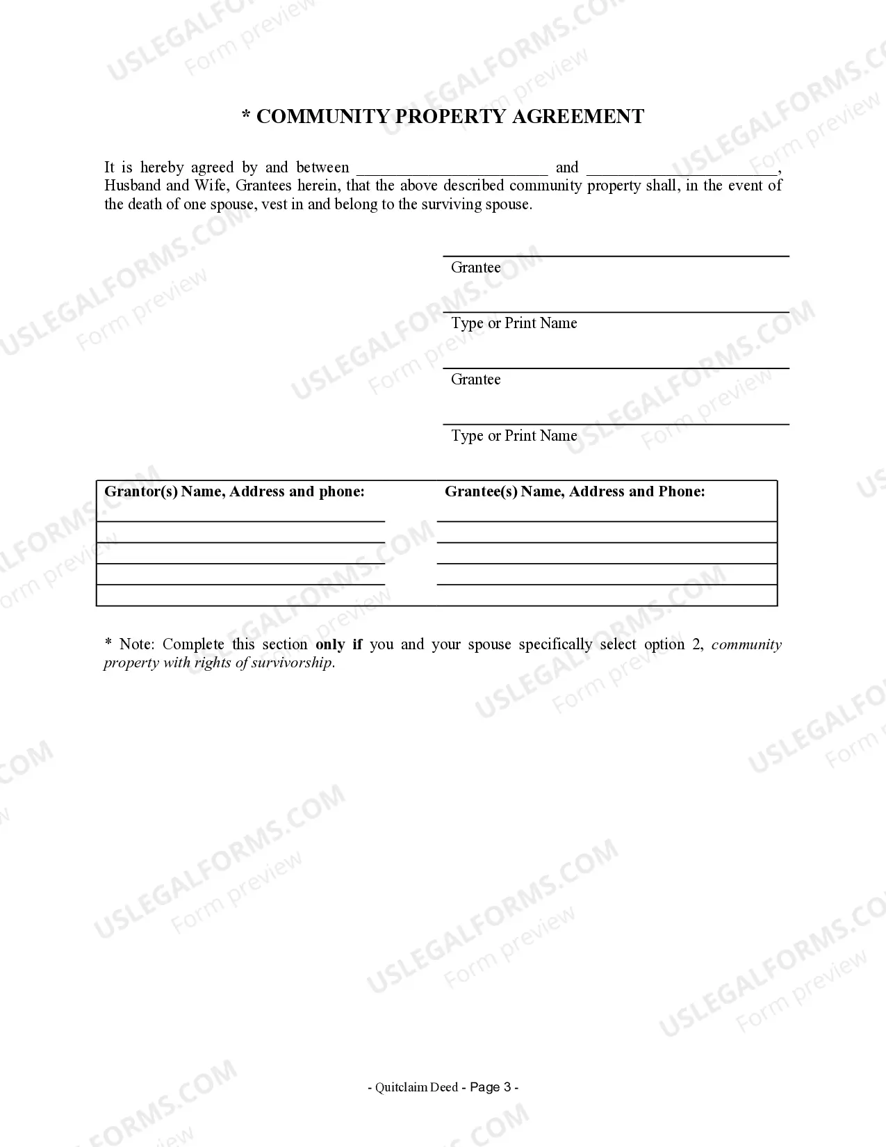 Preview Quitclaim Deed from Individual to Husband and Wife