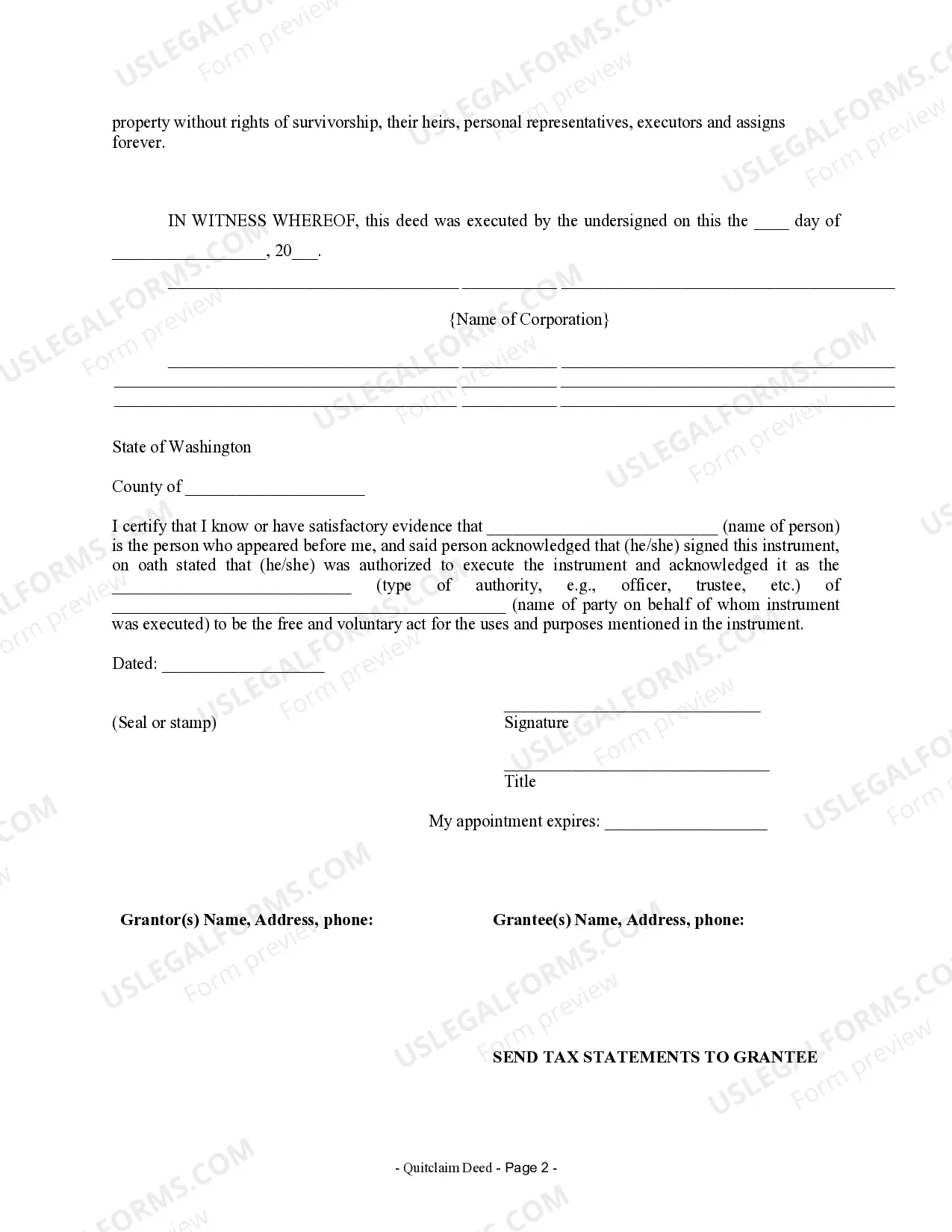 Preview Quitclaim Deed from Corporation to Husband and Wife