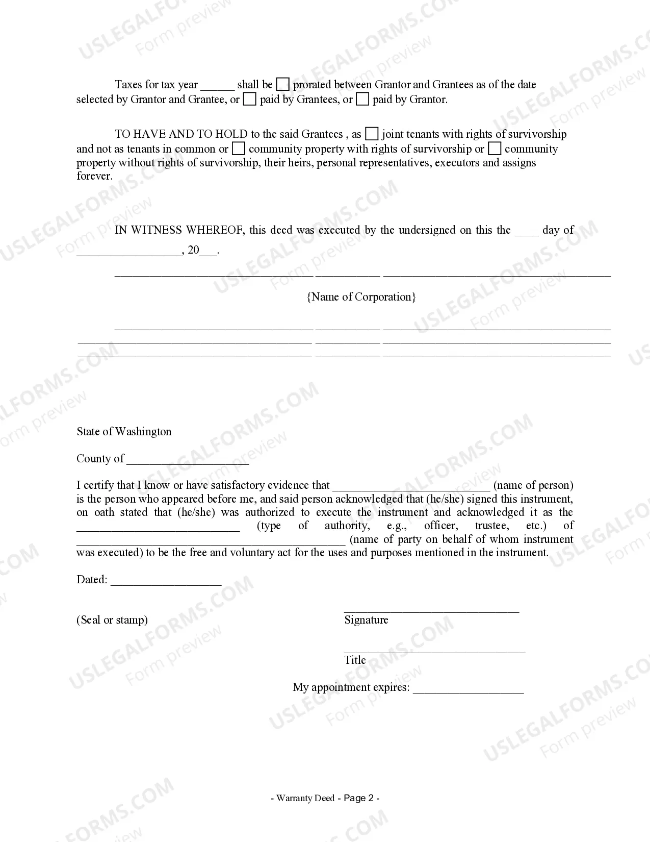 Preview Warranty Deed from Corporation to Husband and Wife