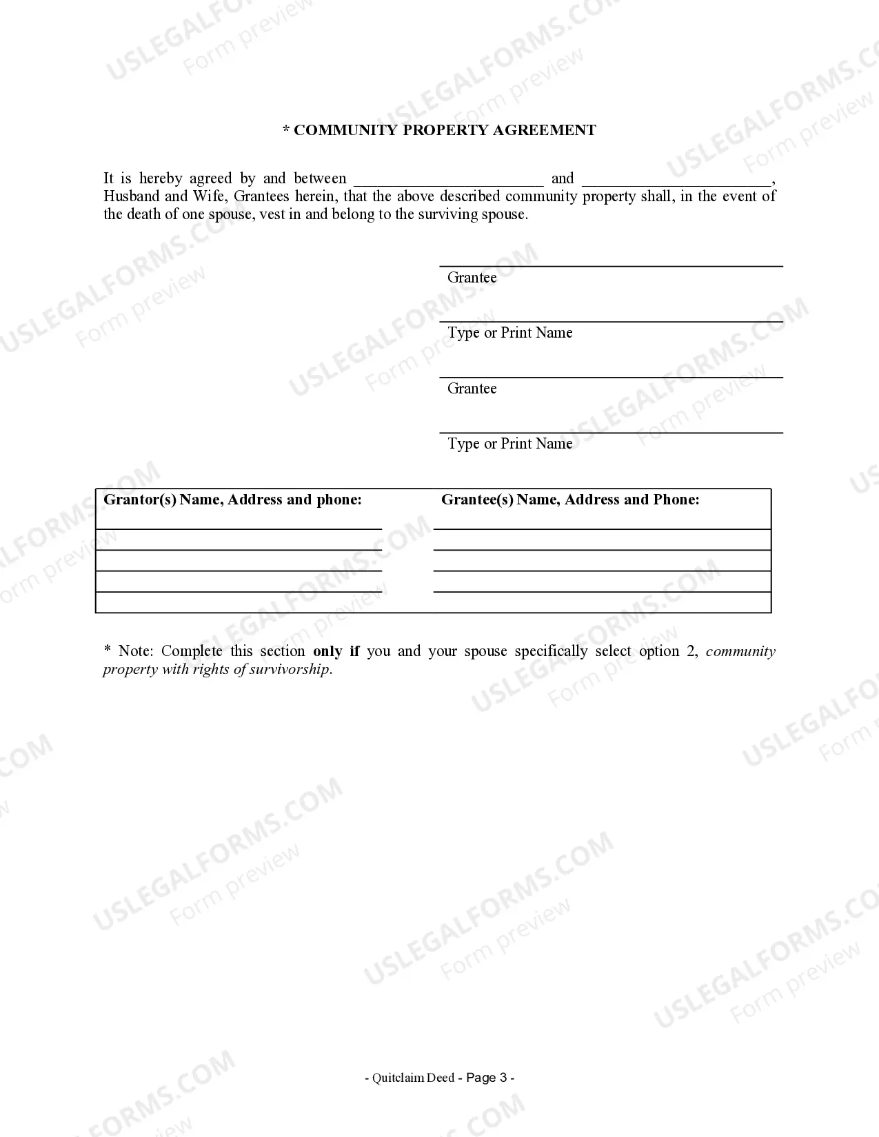 Preview Quitclaim Deed from Husband to Himself and Wife