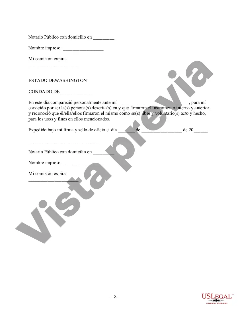 Preview Acuerdo de propiedad posnupcial - Washington