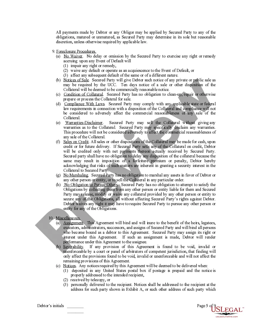 Preview Personal Property Security Agreement