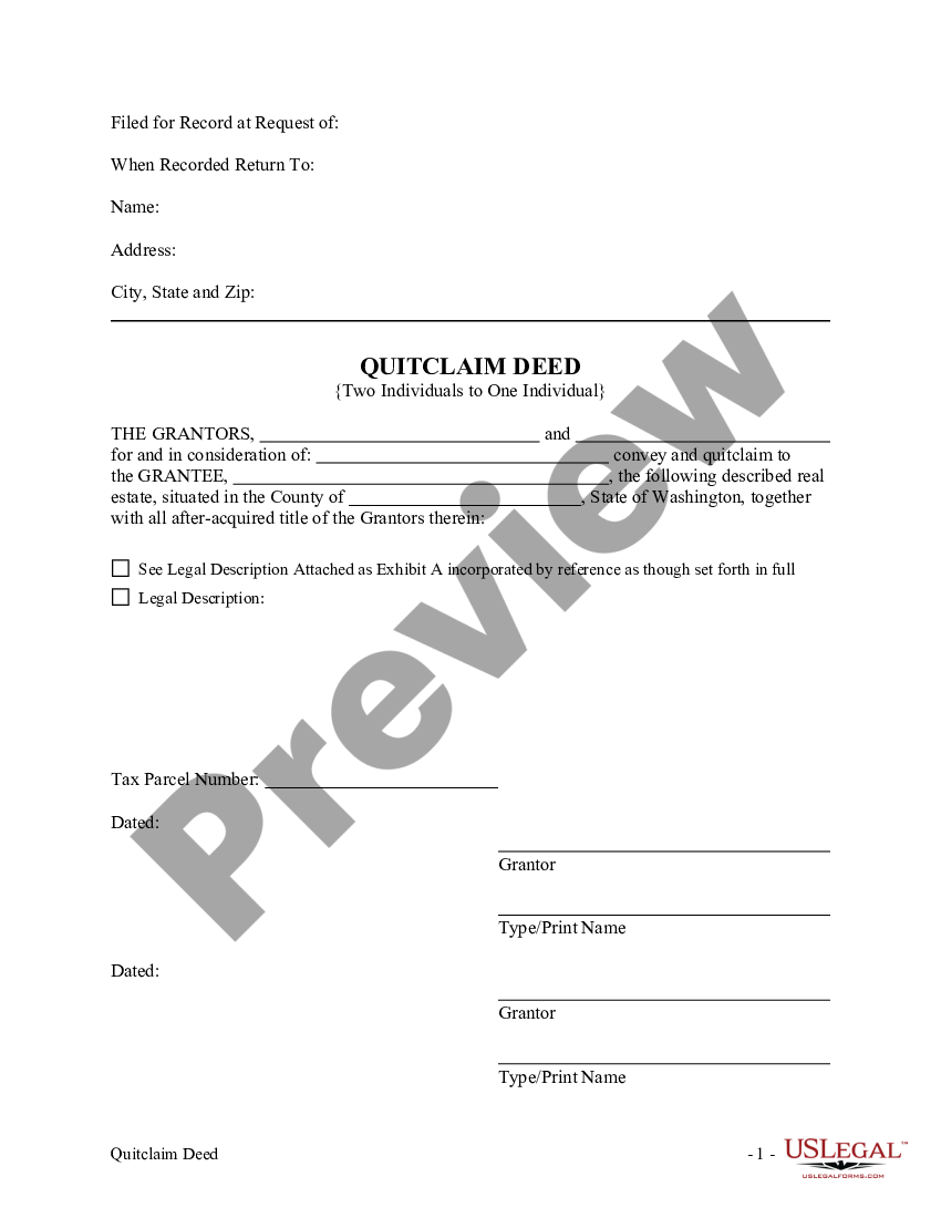 Washington Quitclaim Deed Quit Claim Deed Washington State Us Legal Forms 5991