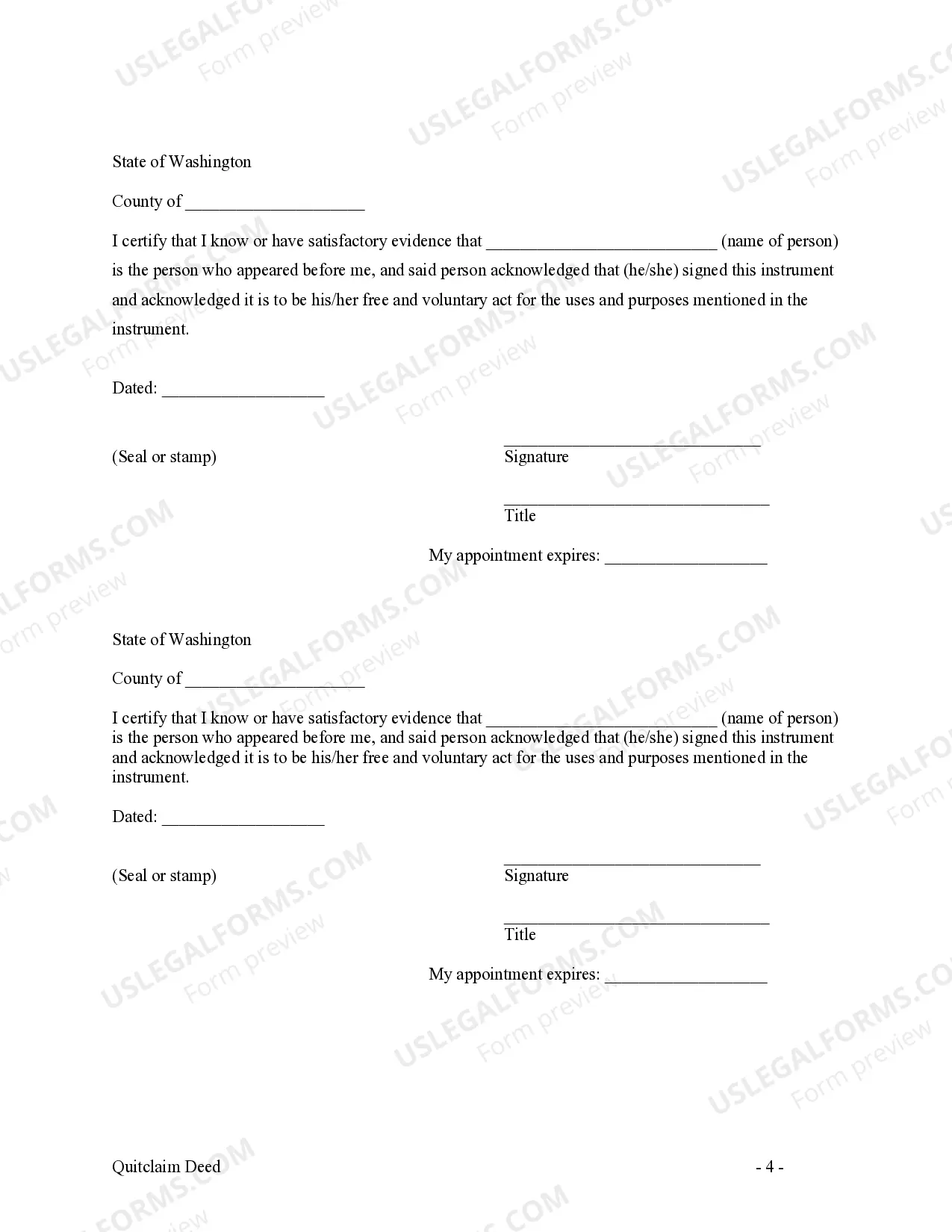 Preview Quitclaim Deed - Two Individuals to One Individual