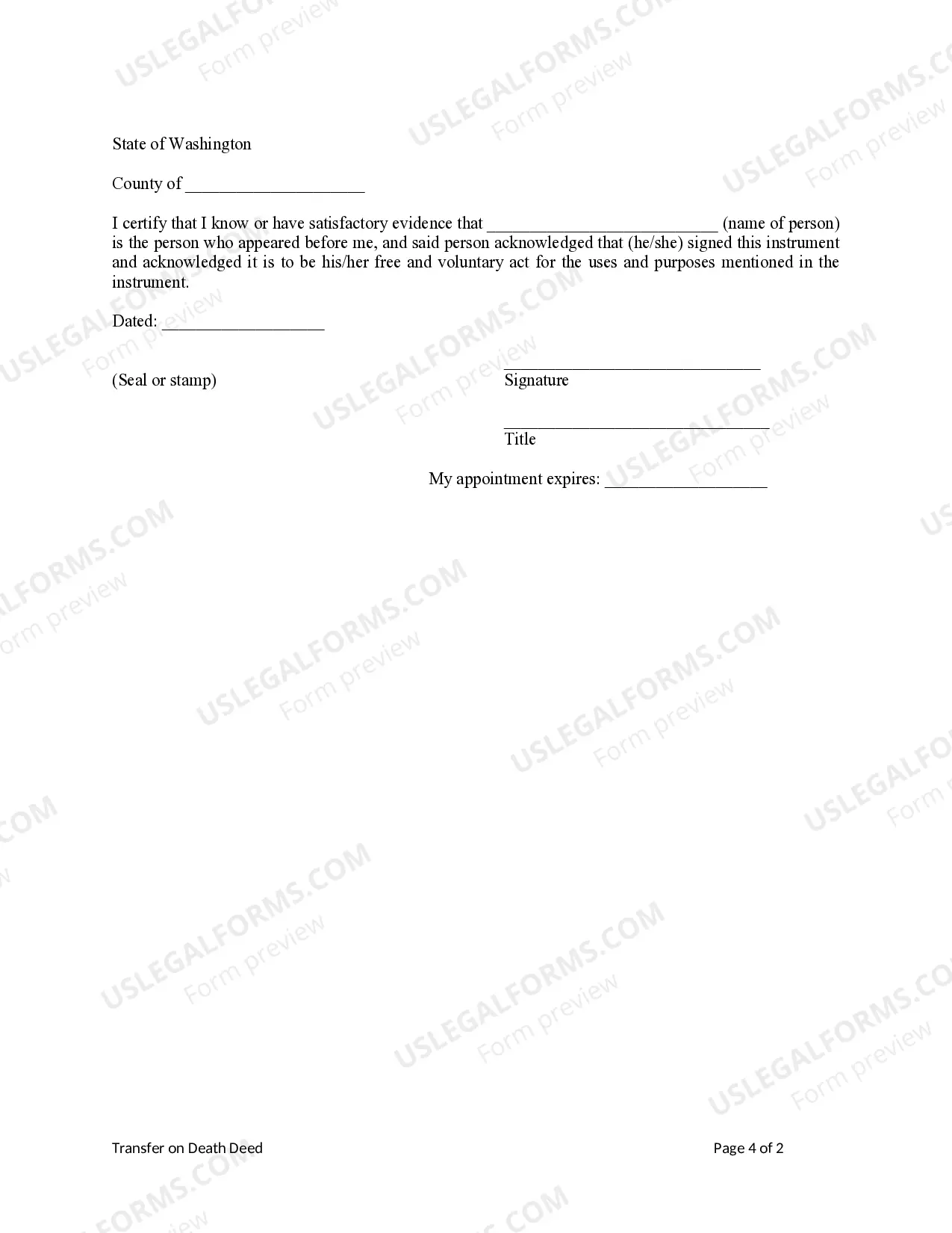 Preview Transfer on Death Quitclaim Deed from Individual to Two Individuals without provision for Successor Beneficiary