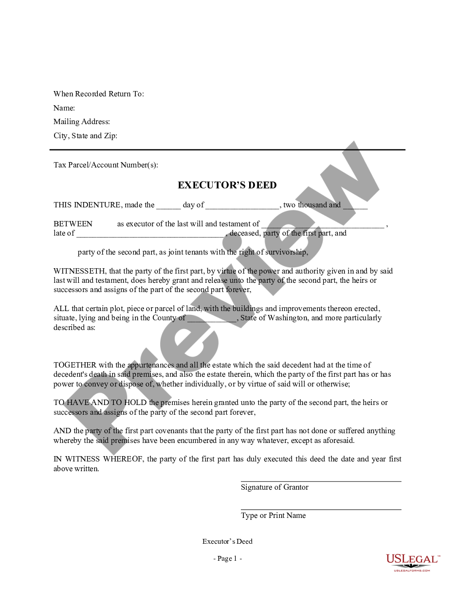 Washington Executors Deed Washington Executors Us Legal Forms 4965