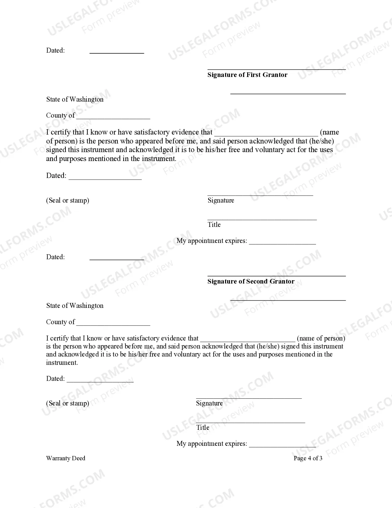 Preview Warranty Deed - Three Individuals to a Trust