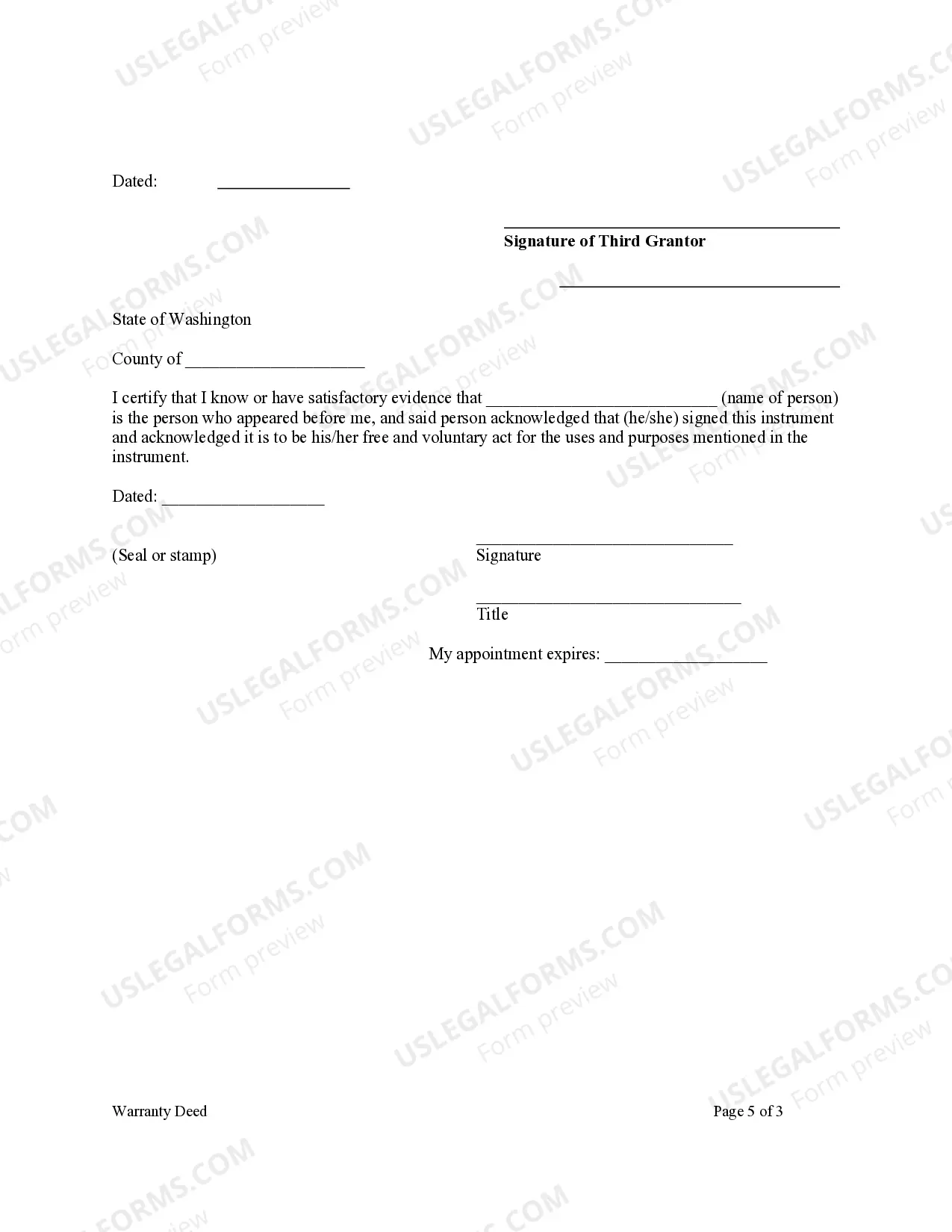 Preview Warranty Deed - Three Individuals to a Trust