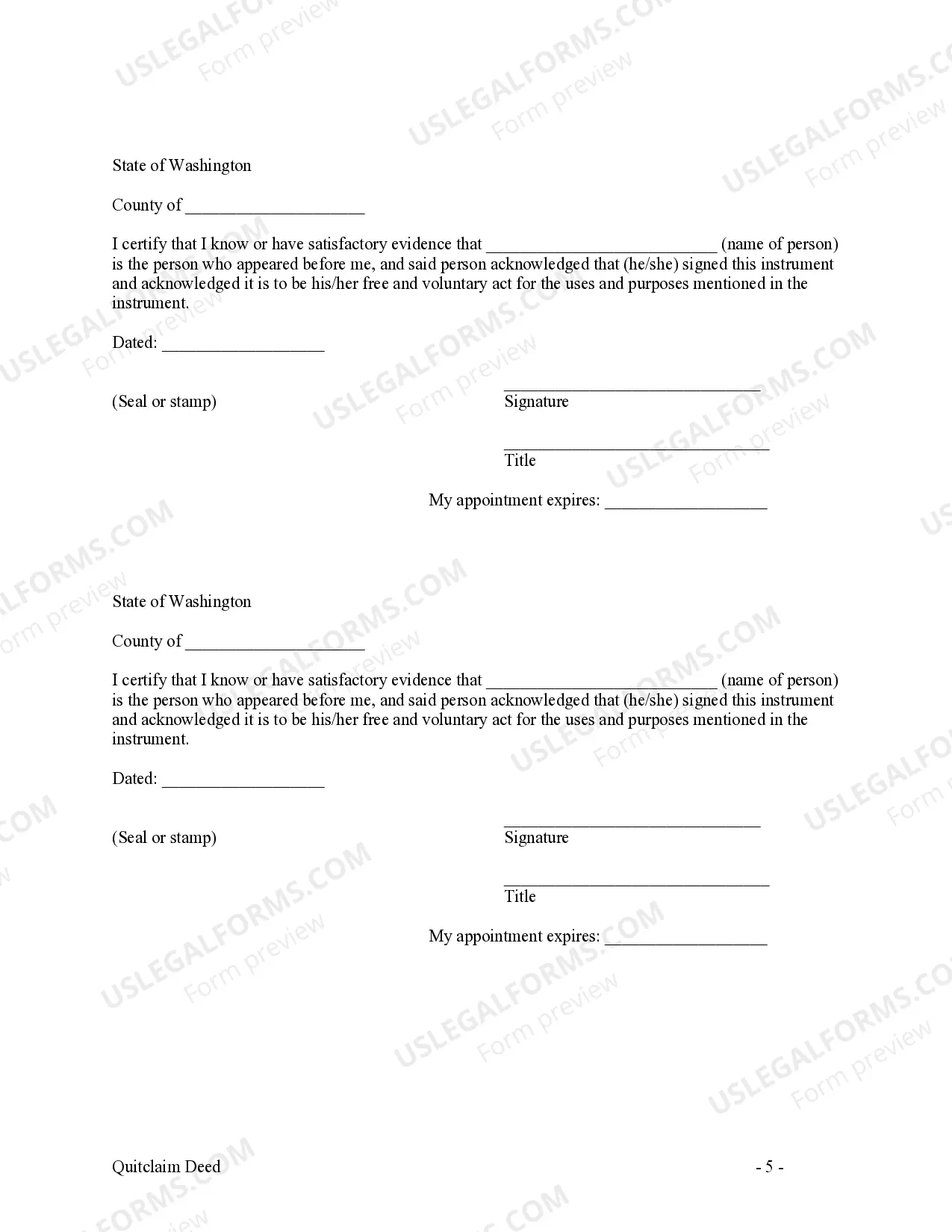Preview Quitclaim Deed from Iwo Individual Grantors to Two Individual Grantees