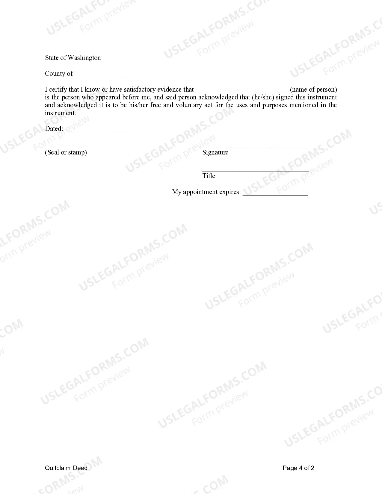 Preview Quitclaim Deed from an Individual to a Trust