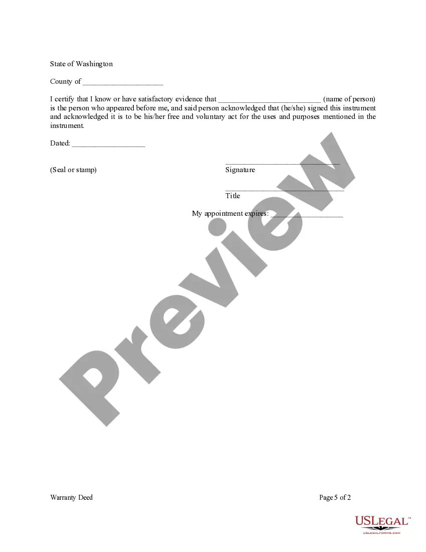 Preview Statutory Warranty Deed from One Individual to Two Individuals