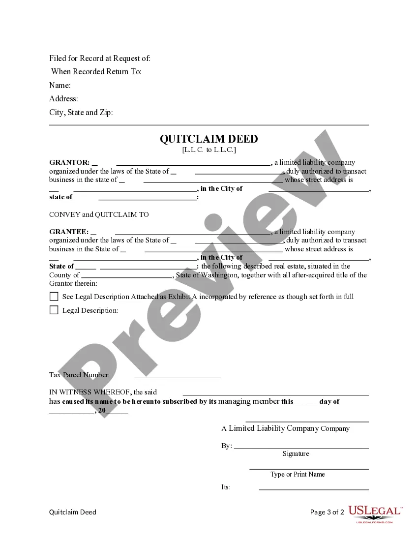 Get Quitclaim Deed from LLC to LLC Preview Quitclaim Deed from LLC to LLC