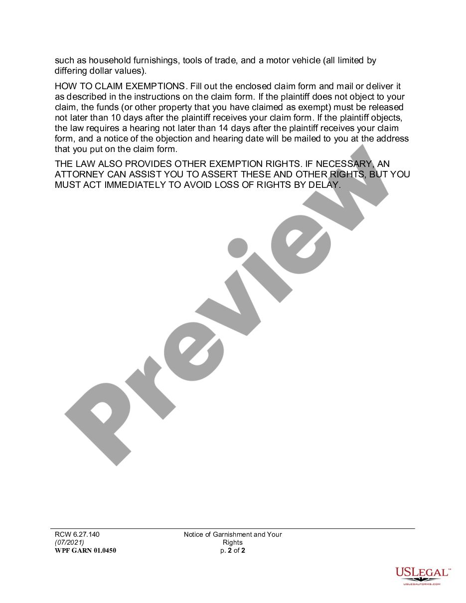 page 1 Notice of Garnishment Information preview