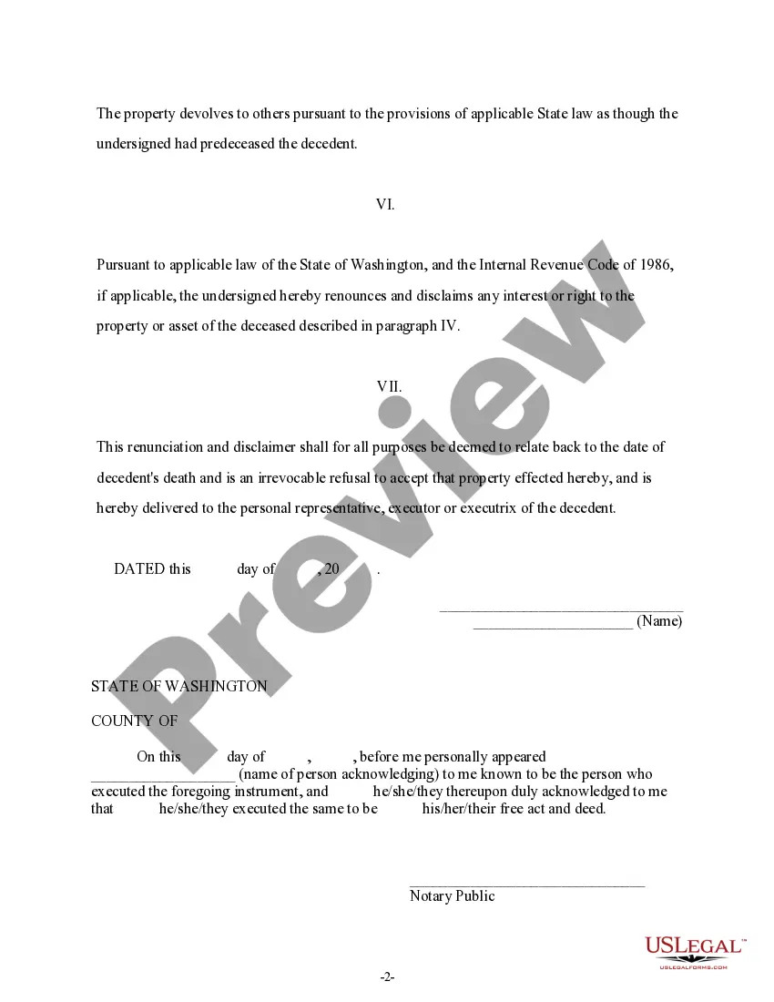 Preview Renunciation And Disclaimer of Property from Life Insurance or Annuity Contract