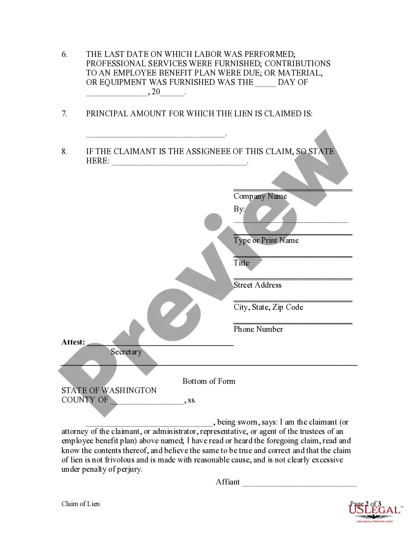 Preview Claim of Lien - Mechanics Liens - Corporation