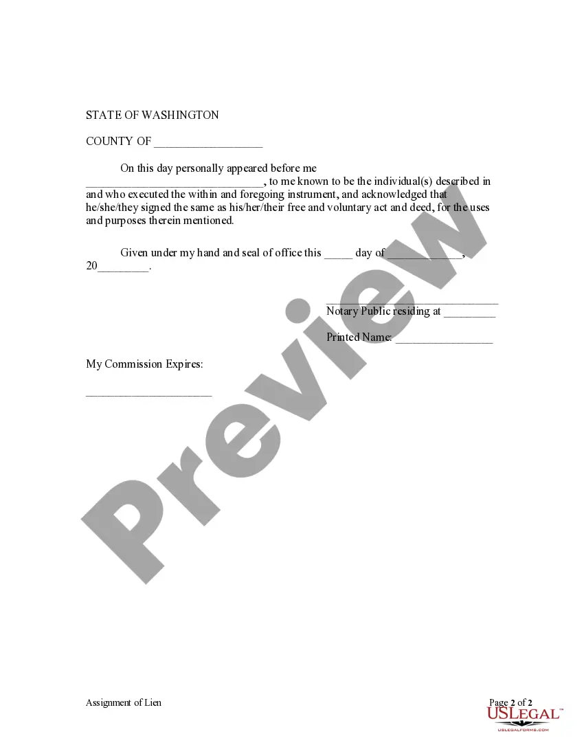 Preview Assignment of Lien - Individual