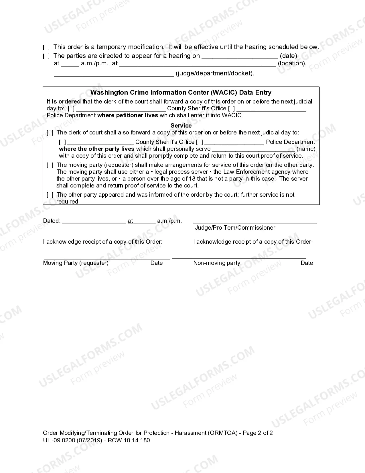 Preview WPF UH-09.0200 - Order Modifying Order for Protection - ORMTOA
