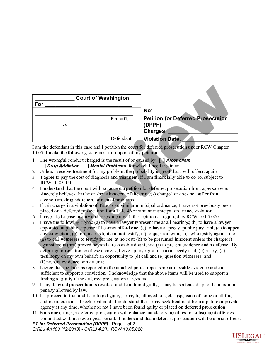 form WPF CrRLJ 04.110 - Petition for Deferred Prosecution preview