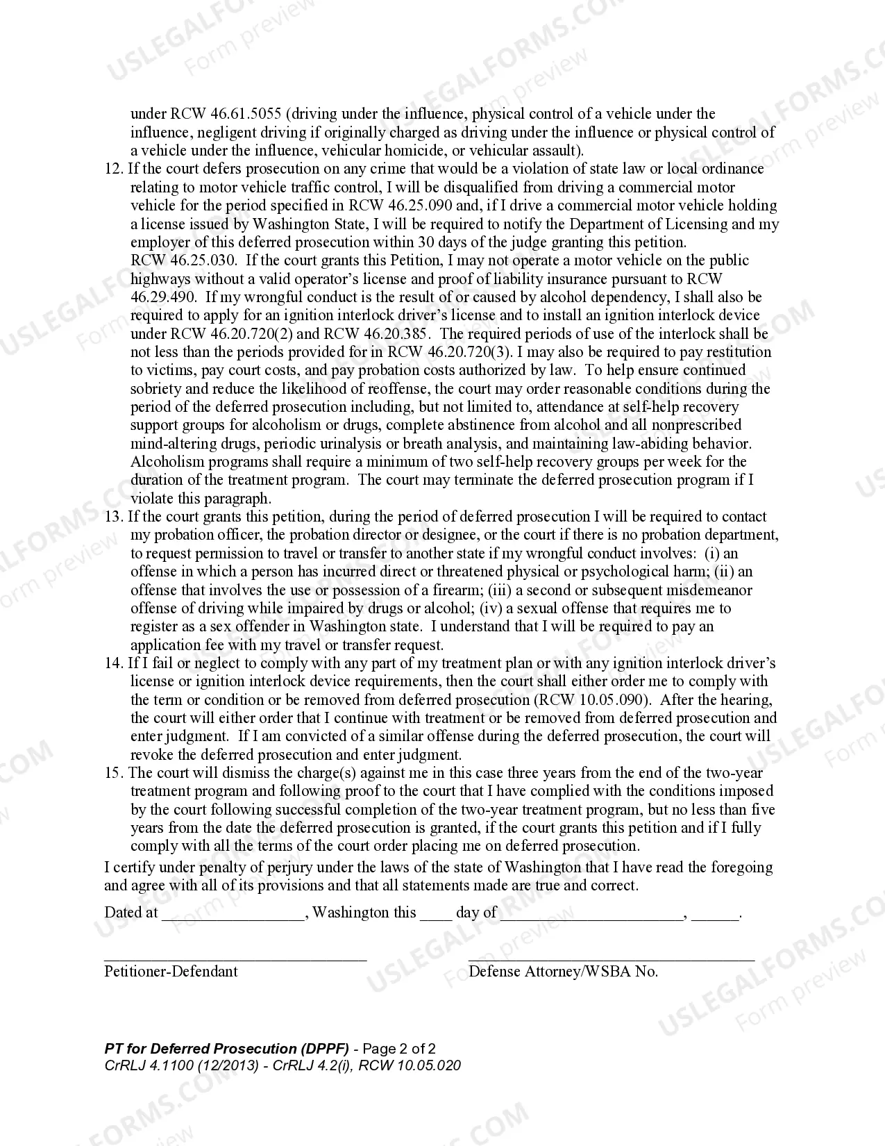 Preview WPF CrRLJ 04.110 - Petition for Deferred Prosecution