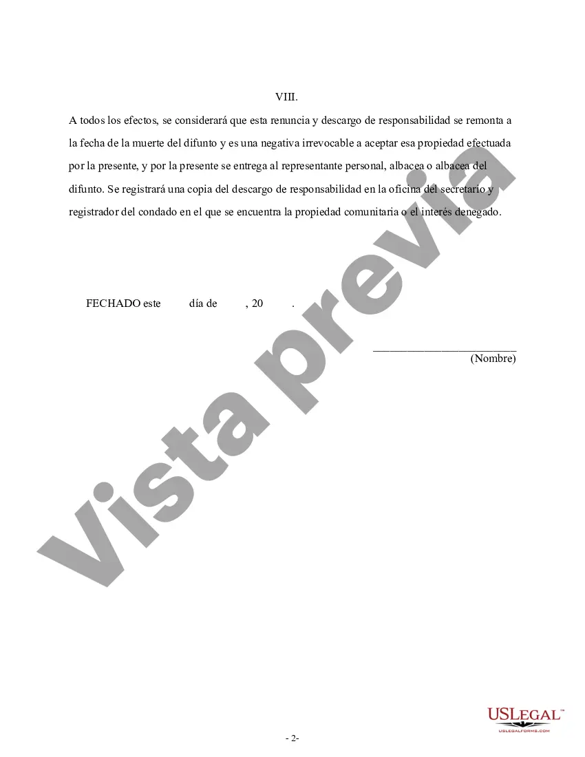 Preview Renuncia y renuncia de propiedad - Interés de propiedad comunitaria